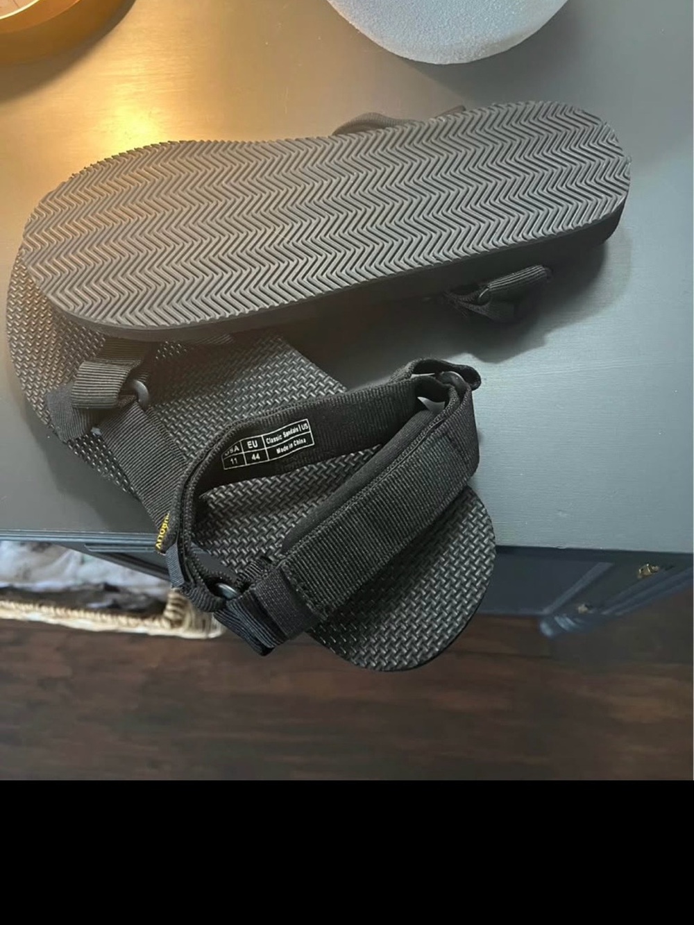 Men's Black Adjustable Webbing Strap Sandals